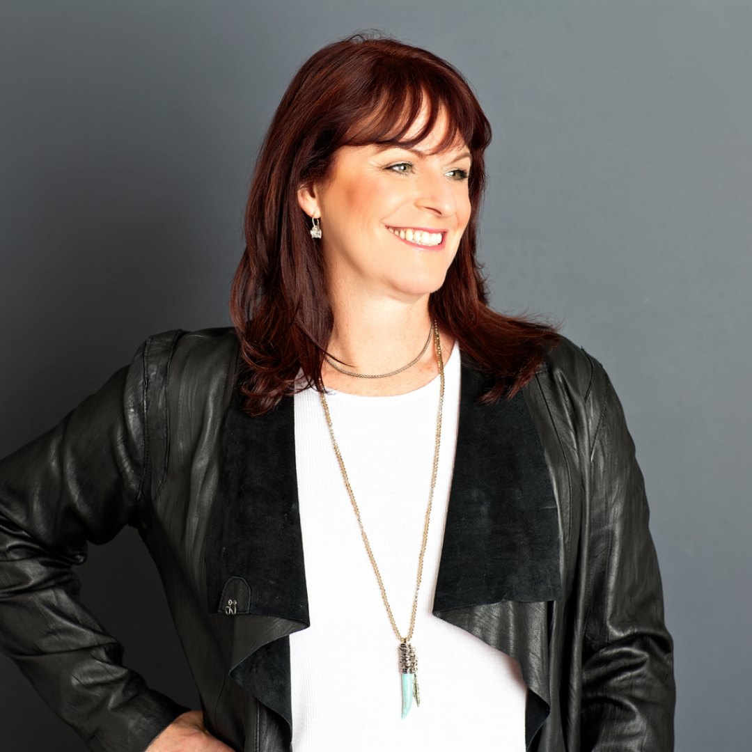 Jodi Silverman in a black leather jacket